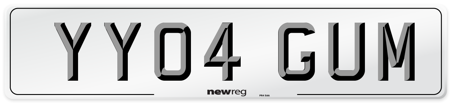 YY04 GUM Number Plate from New Reg